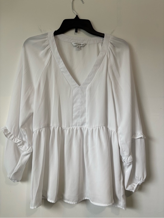 Counterparts Tops - Counterparts White V-Neck Peplum Tunic